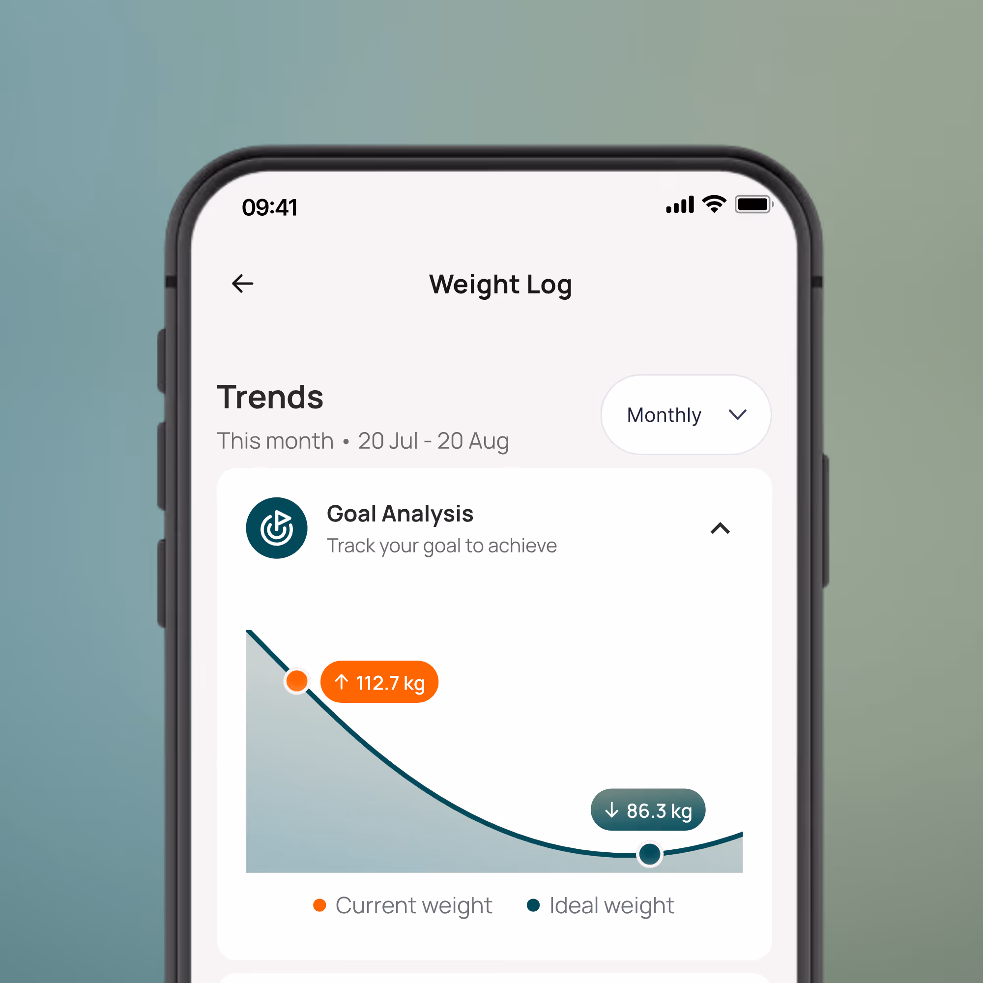 Weightless App UI Weight Log